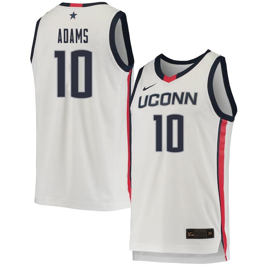 2021 Men #10 Brendan Adams Uconn Huskies College Basketball Jerseys Sale-White - Click Image to Close